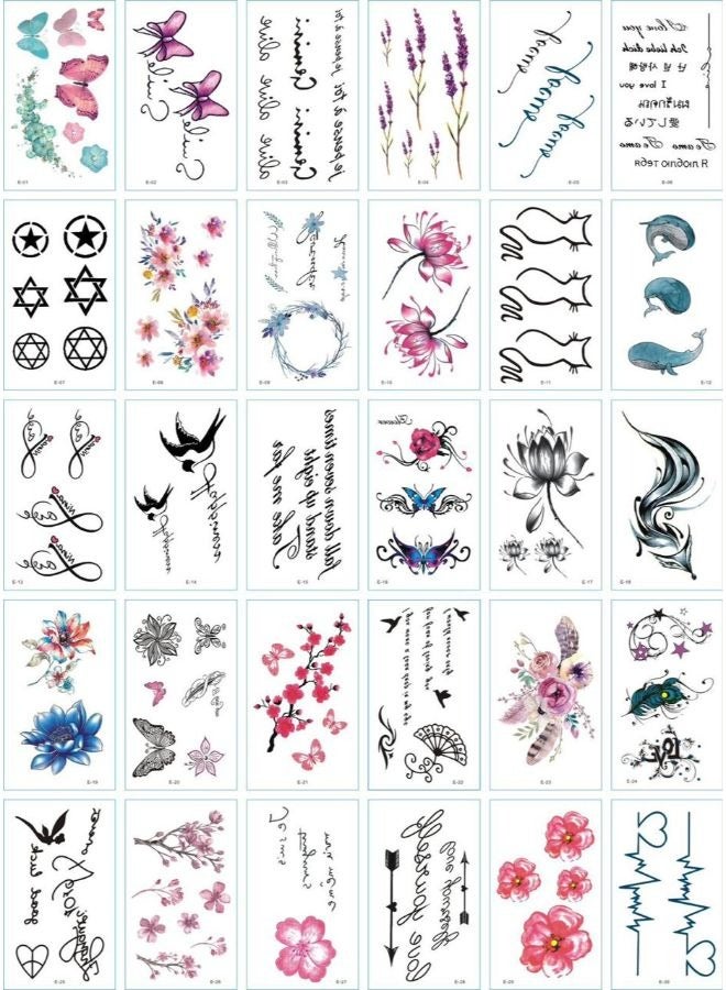 30 Sheets DIY Temporary Tattoo Fashion Designs for Body - Image 1
