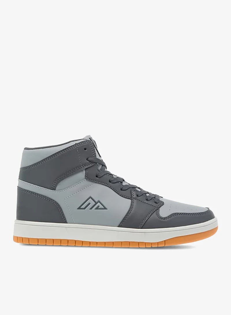 Mens Colourblock High Top Sneakers With Lace-Up Closure