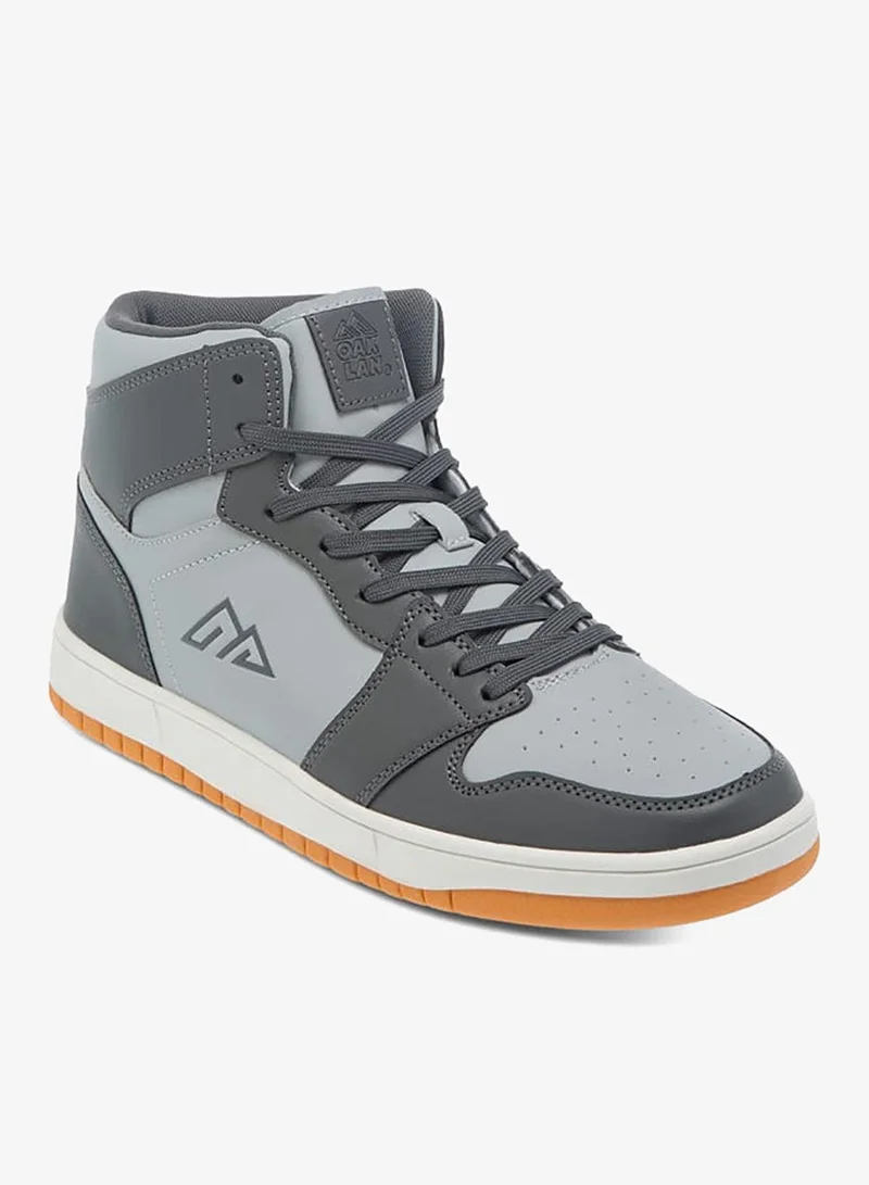 Mens Colourblock High Top Sneakers With Lace-Up Closure