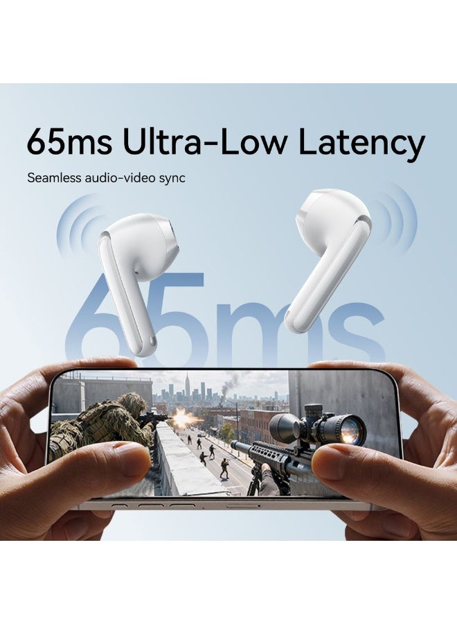 JOYROOM FB1 AI-Powered Wireless Earbuds – Bluetooth 6.0 TWS Earphones with AI Translation, AI Meeting Recorder, DNN Call Noise Cancellation, Deep Bass Sound, 35H Playtime, JR Audio App, IP54 Waterproof for iPhone, Samsung & Android - European CE Certified Cloudy White - Image 4