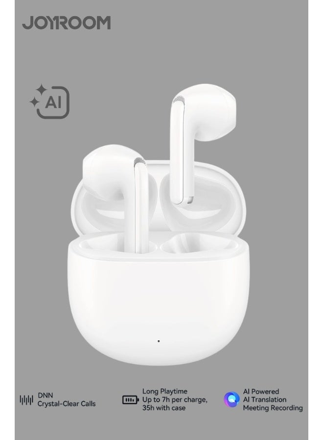 JOYROOM FB1 AI-Powered Wireless Earbuds – Bluetooth 6.0 TWS Earphones with AI Translation, AI Meeting Recorder, DNN Call Noise Cancellation, Deep Bass Sound, 35H Playtime, JR Audio App, IP54 Waterproof for iPhone, Samsung & Android - European CE Certified Cloudy White - Image 1