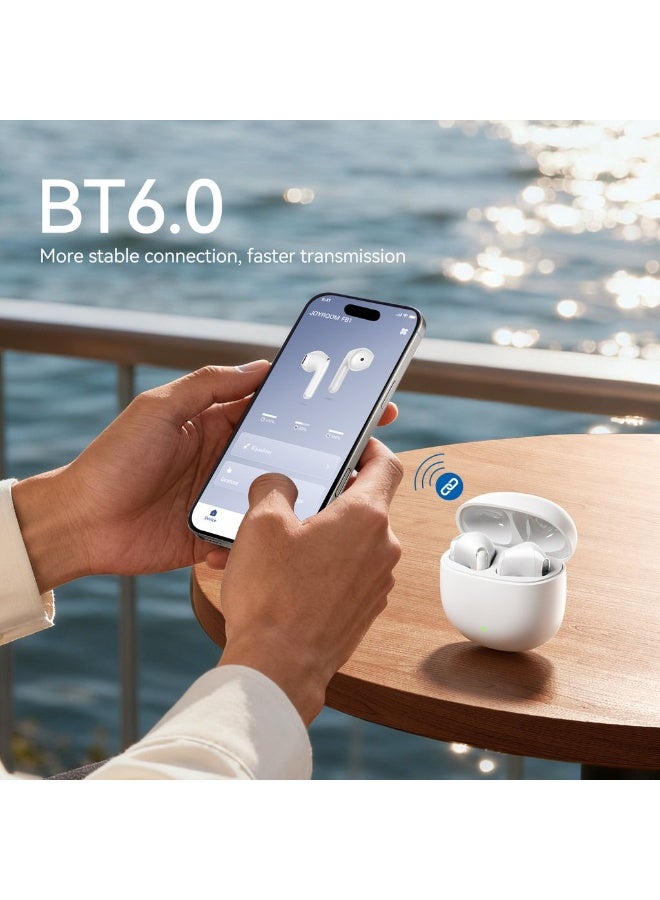 JOYROOM FB1 AI-Powered Wireless Earbuds – Bluetooth 6.0 TWS Earphones with AI Translation, AI Meeting Recorder, DNN Call Noise Cancellation, Deep Bass Sound, 35H Playtime, JR Audio App, IP54 Waterproof for iPhone, Samsung & Android - European CE Certified Cloudy White - Image 5