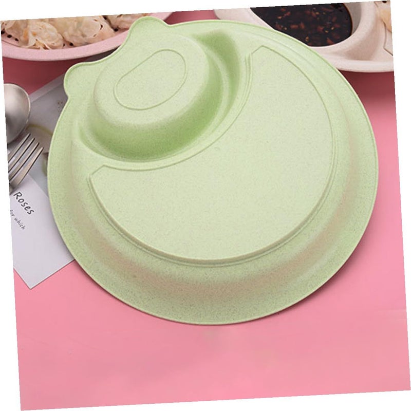 3pcs Multi Grid Dumpling Sauce Dishes Double Layer Drainage Plates Wheat Straw Material For Appetizers Seasoning Nord Green Pink Beige Kitchen Tableware - Image 5