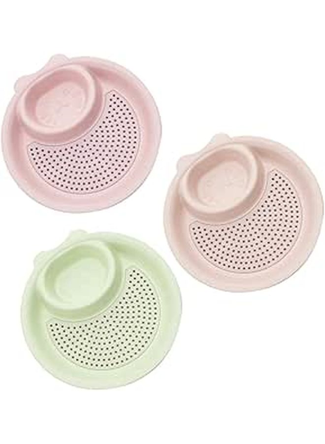3pcs Multi Grid Dumpling Sauce Dishes Double Layer Drainage Plates Wheat Straw Material For Appetizers Seasoning Nord Green Pink Beige Kitchen Tableware - Image 1