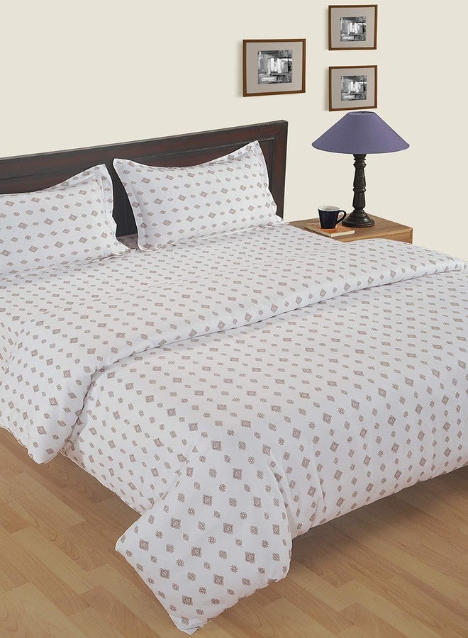 Swayam Zinnia Collection Premium Cotton 250 TC Floral Print Cotton Satin Double Bed Sheet with 2 Pillow Cover -White - Image 5
