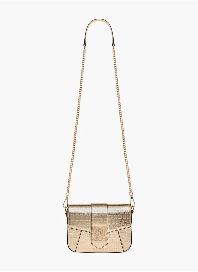 ايل Women Monogram Embossed Crossbody Bag with Detachable Chain Strap