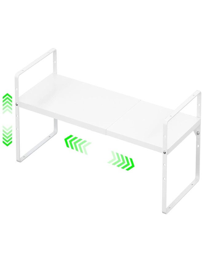 LOCVCDA Expandable Kitchen Cabinet Storage Shelf, Stackable Metal Pantry Storage Shelves Organizer, Adjustable Height Counter Spice Rack for Kitchen Cabinet, Countertop, Pantry and Office - Image 1