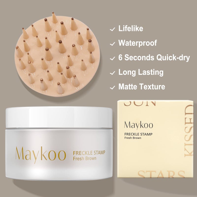 MAYKOO Freckle Cushion Natural Like Freckle Makeup Fake Freckles Pen Waterproof Long Lasting Quick Dry, Get Sun-kissed Stars Makeup Freckle in One Press, Fresh Brown, 15g - Image 3