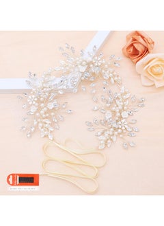 Oriamour Bridal Headpieces For Women Handmade Wedding Headbands For Bride Hair Accessories Flower-Leaf Bridal Headband Wedding Hair Piece With Pearls (Silver)  - Image 5