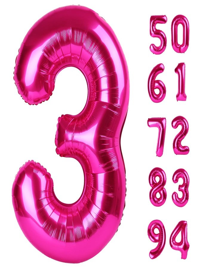 IWERP Hot Pink 3 Balloon, Number Balloons 40 Inch, 3rd Birthday Decorations for Kids Girls Women Party Supplies for Party Decorations, Number 3 Balloon - Image 1