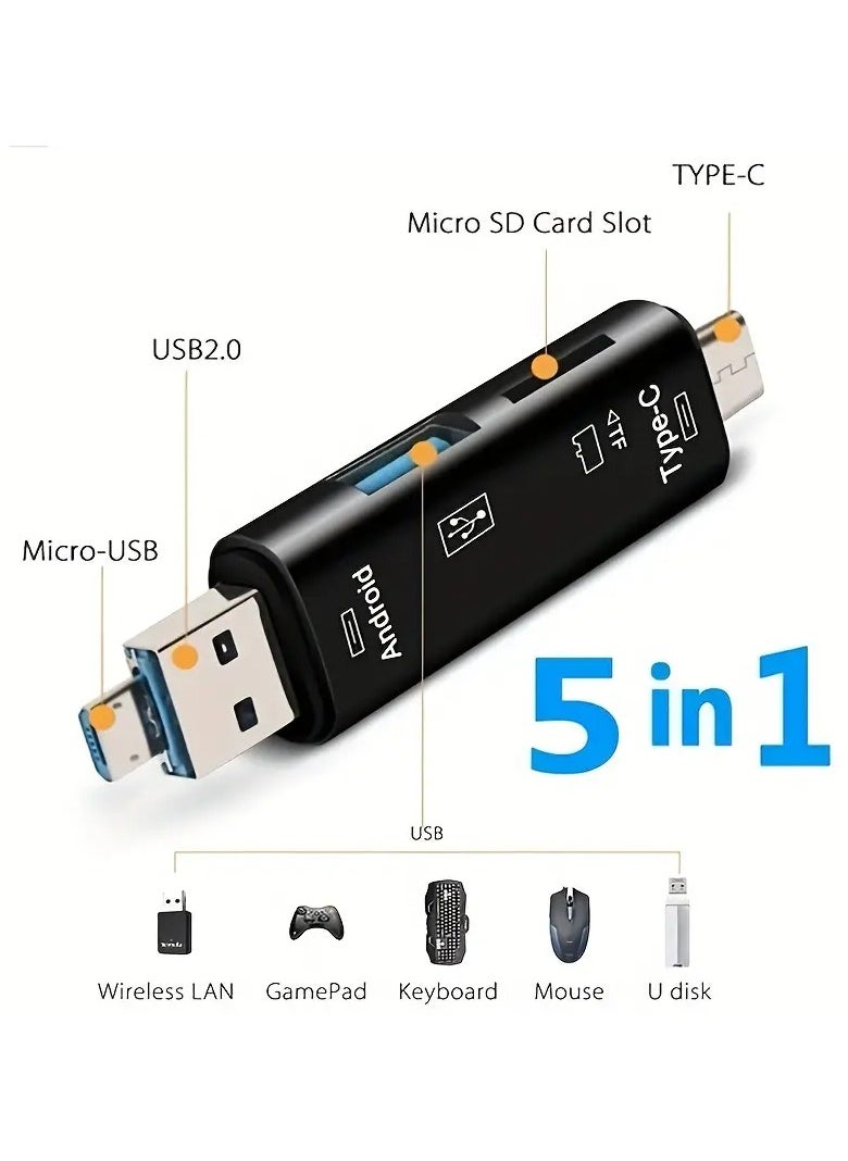 Home Clearance Sale Type-c Mobile Phone Five-in-one OTG Card Reader Micro For Android OTG Card Reader TF Card U Disk Expander  - Image 1