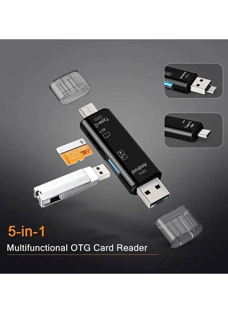 Home Clearance Sale Type-c Mobile Phone Five-in-one OTG Card Reader Micro For Android OTG Card Reader TF Card U Disk Expander  - Image 5