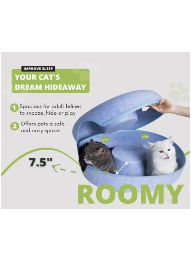 سرير دائري للقطط والكلاب على شكل دونات - حجم صغير (أزرق) | سرير دائري ناعم ومريح للحيوانات الأليفة للقطط الصغيرة والقطط الصغيرة - Image 3