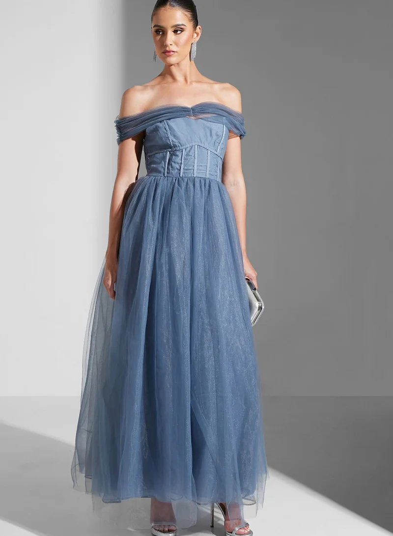 True Decadence Bardot Sweetheart Neck Lace Dress