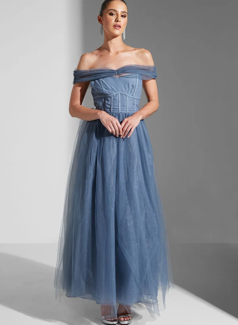 True Decadence Bardot Sweetheart Neck Lace Dress
