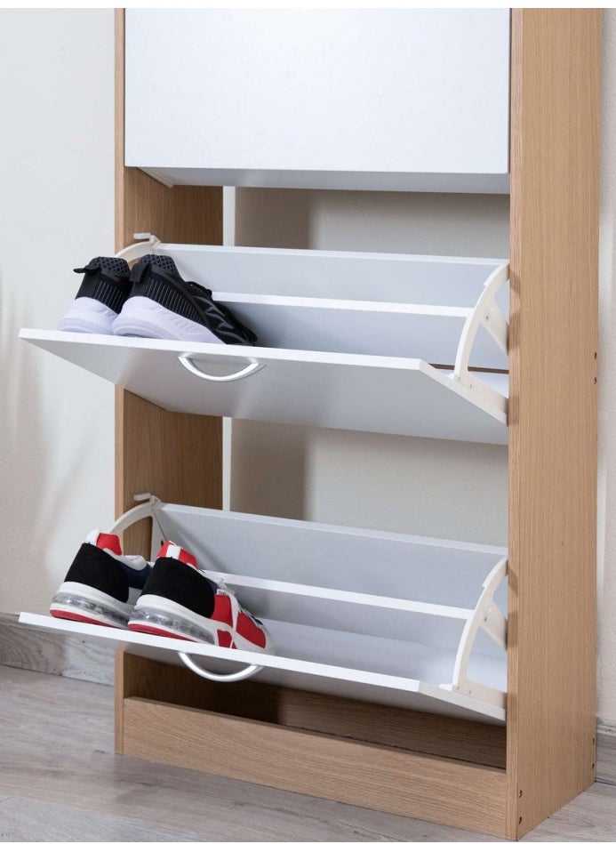 Pan Home حامل أحذية ويتمور 24 زوجًا مع 4 أدراج - أبيض وطبيعي  - Image 3