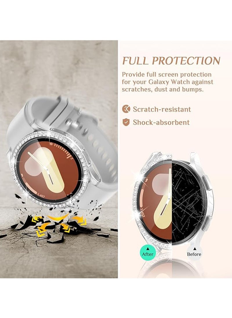 X-level Case Designed for Samsung Galaxy Watch 7 Screen Protector 40mm Accessories - Glitter Diamond Protective Face Cover with Tempered Glass Film  - Image 3