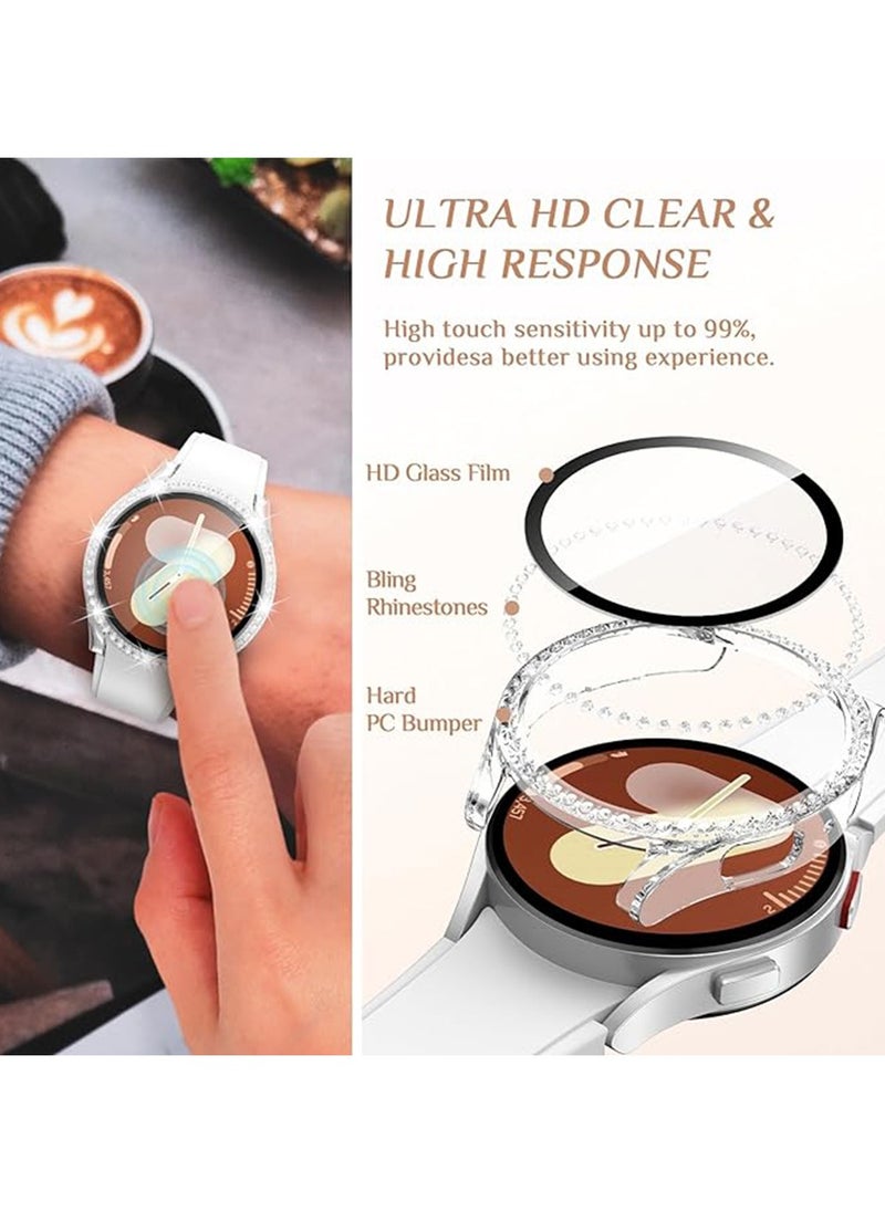 X-level Case Designed for Samsung Galaxy Watch 7 Screen Protector 40mm Accessories - Glitter Diamond Protective Face Cover with Tempered Glass Film  - Image 4