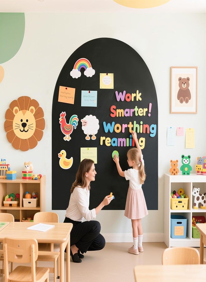 WUPIOS Magnetic Wall Decal Arch Chalkboard Adhesive Blackboard Magnetic Wallpaper Chalk Board for Home Playroom Classroom 40x32 inch Black - Image 5