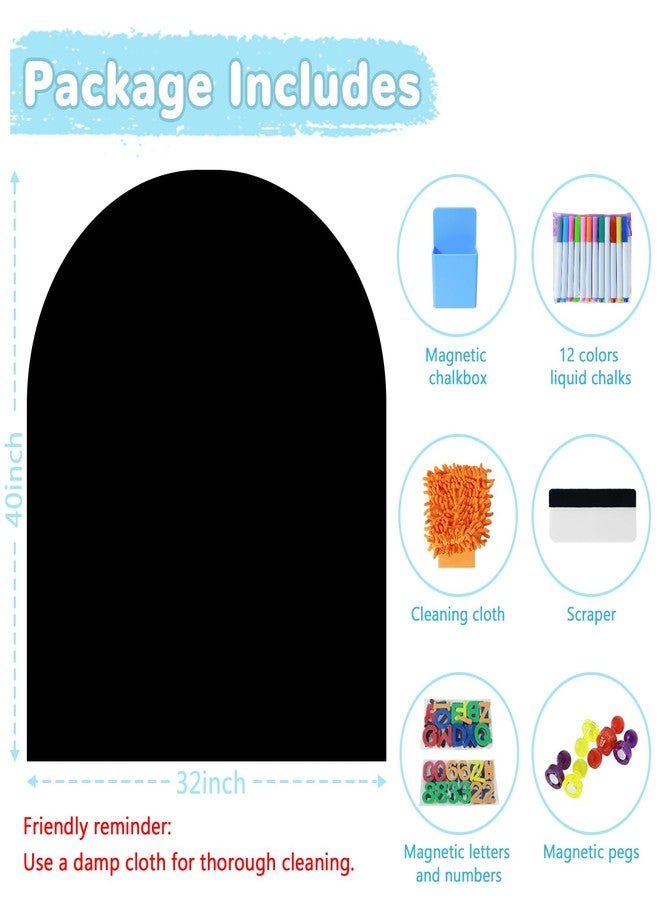 WUPIOS Magnetic Wall Decal Arch Chalkboard Adhesive Blackboard Magnetic Wallpaper Chalk Board for Home Playroom Classroom 40x32 inch Black - Image 2