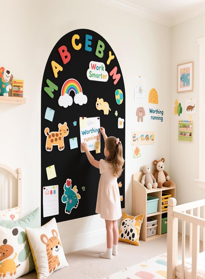 WUPIOS Magnetic Wall Decal Arch Chalkboard Adhesive Blackboard Magnetic Wallpaper Chalk Board for Home Playroom Classroom 40x32 inch Black - Image 3