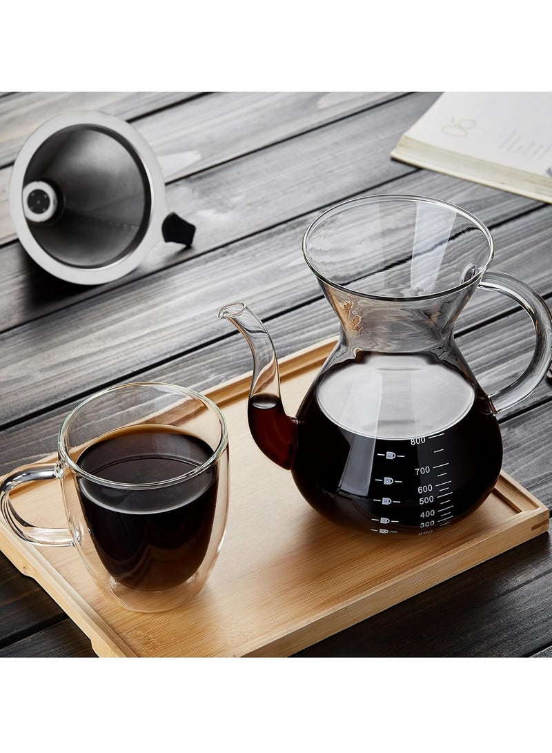 MissTiara Pour Over Coffee Maker with Stainless Filter , Thickened Heat-Resistant Borosilicate Glass Pour Over Coffee Dripper, Stovetop Safe 800ml Suitable for the whole family  - Image 4