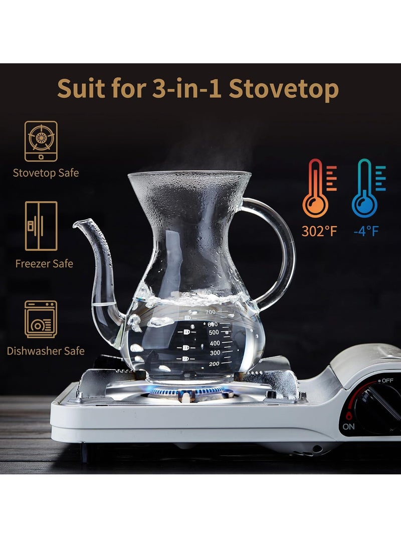 MissTiara Pour Over Coffee Maker with Stainless Filter , Thickened Heat-Resistant Borosilicate Glass Pour Over Coffee Dripper, Stovetop Safe 800ml Suitable for the whole family  - Image 5
