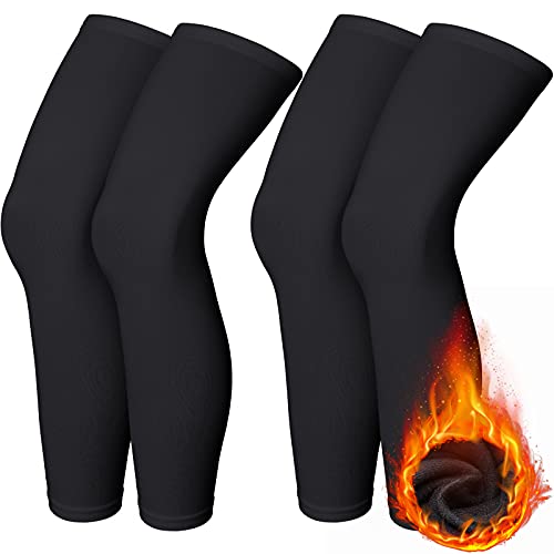 Skylety 4 Pieces Cycling Leg Warmers Thermal Sports Compression UV Long Leg Sleeves Full Length Leg Sleeves for Men Women (Medium) - Image 1
