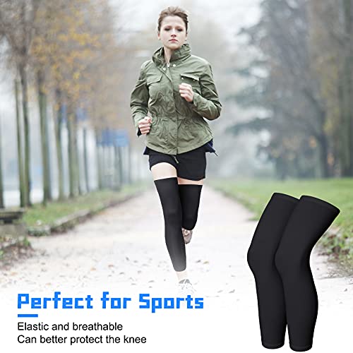 Skylety 4 Pieces Cycling Leg Warmers Thermal Sports Compression UV Long Leg Sleeves Full Length Leg Sleeves for Men Women (Medium) - Image 2