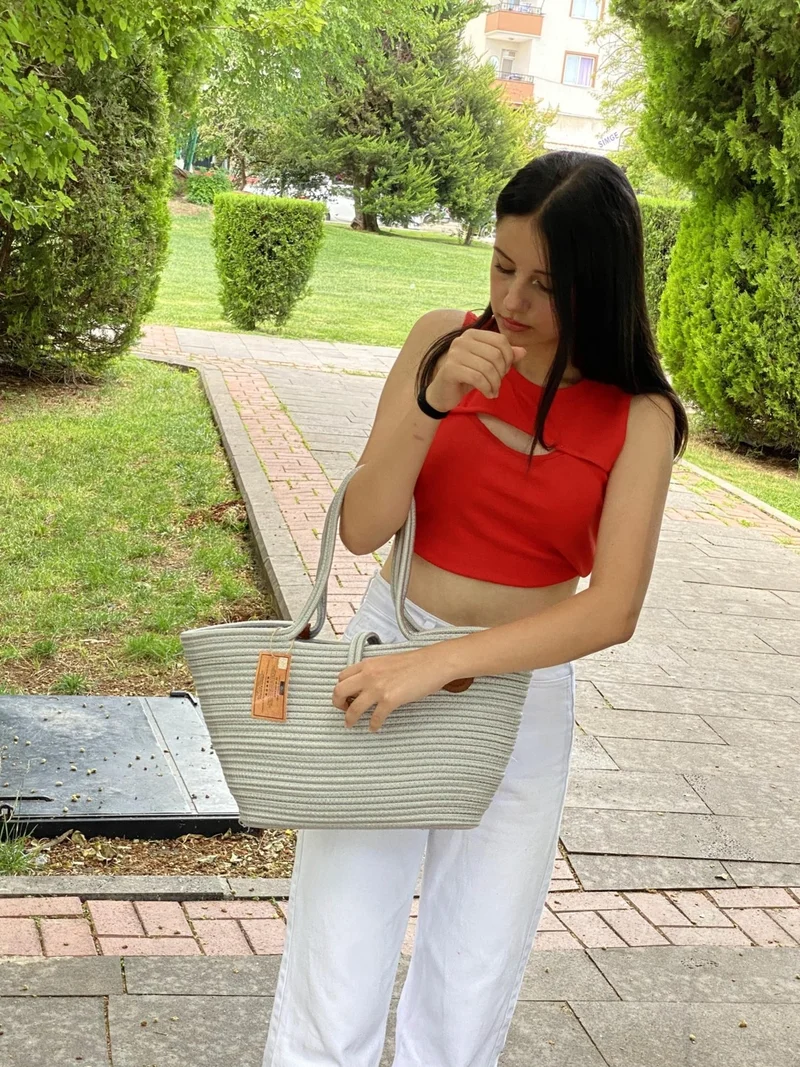 بدز ديري Jute Straw Look Handbag Beach Bag Shoulder Bag
