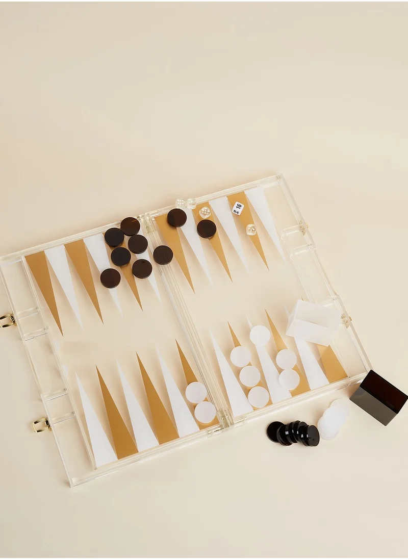 SUNNY LIFE Premium Whiskey Noir Lucite Backgammon Game