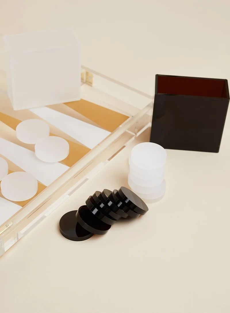 SUNNY LIFE Premium Whiskey Noir Lucite Backgammon Game