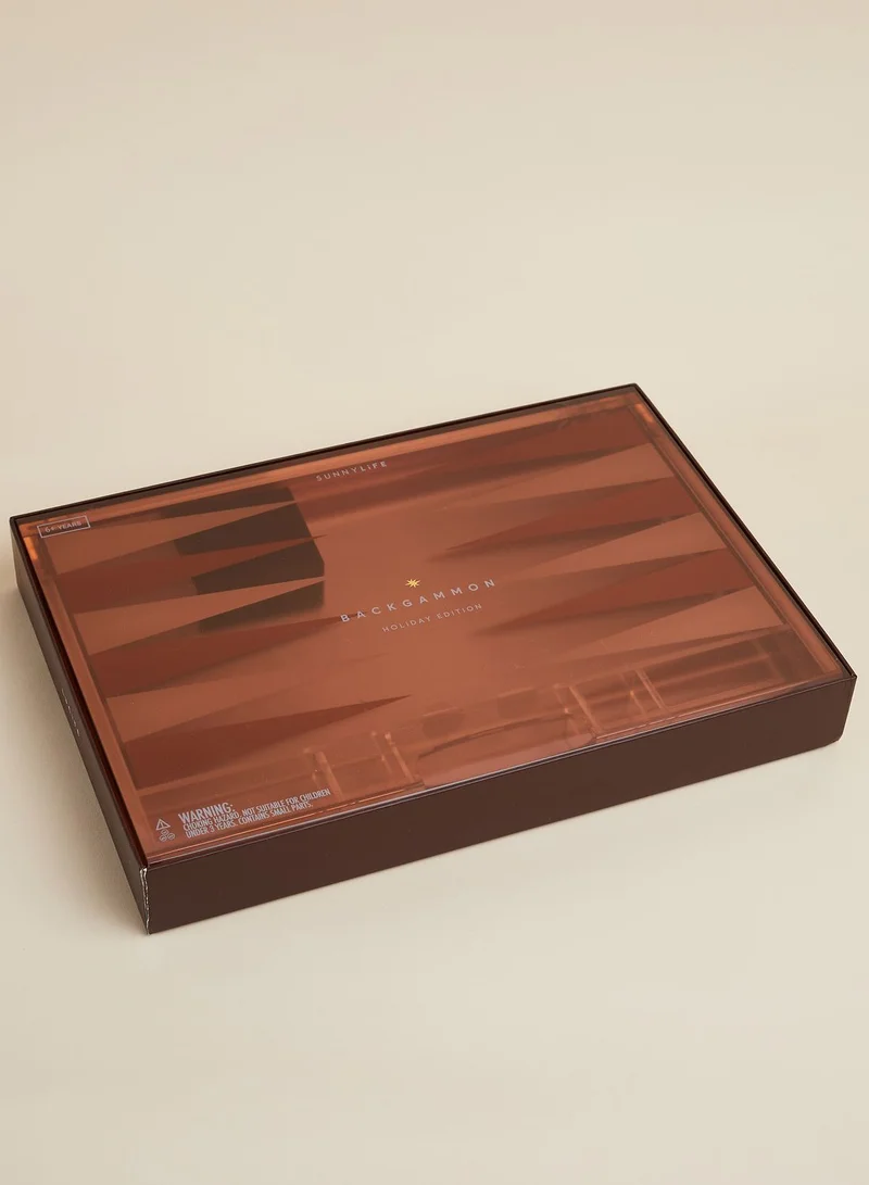 SUNNY LIFE Premium Whiskey Noir Lucite Backgammon Game