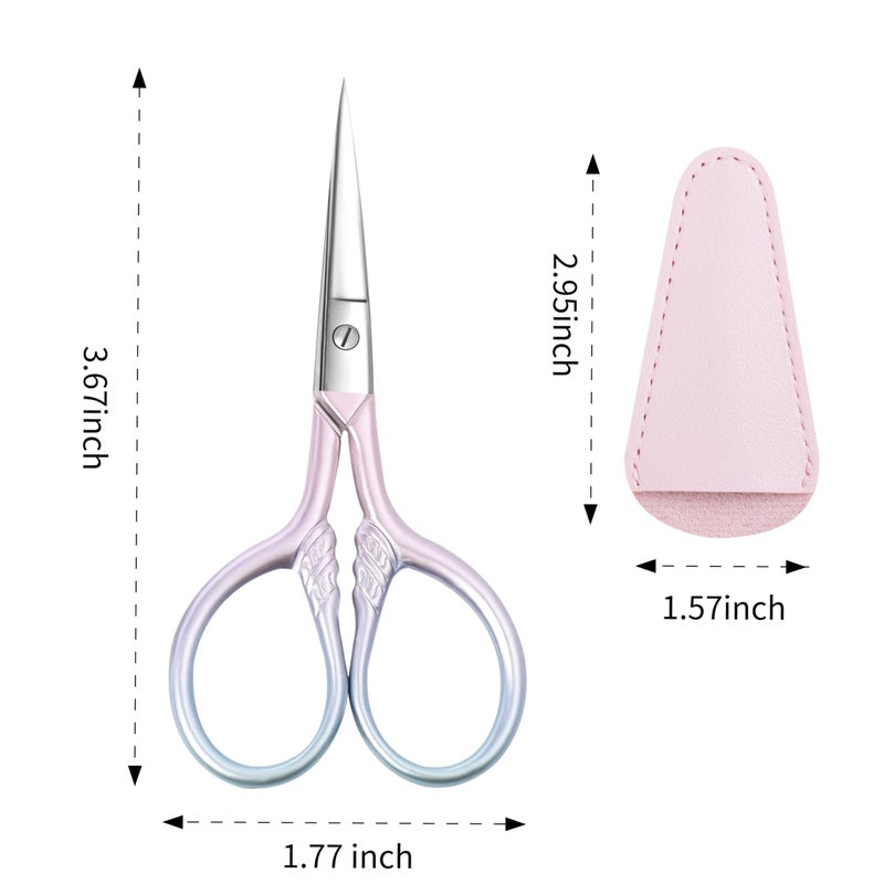 TaShow 2 Pcs Eyebrow Scissors for Women, Professional Grooming Mini Scissors with Stainless Steel Straight Tip, 3.5 Inch Pink Small Scissors Beauty for Facial Hair, Eyebrows, Beard, Ear, Nose, Moustache - Image 3