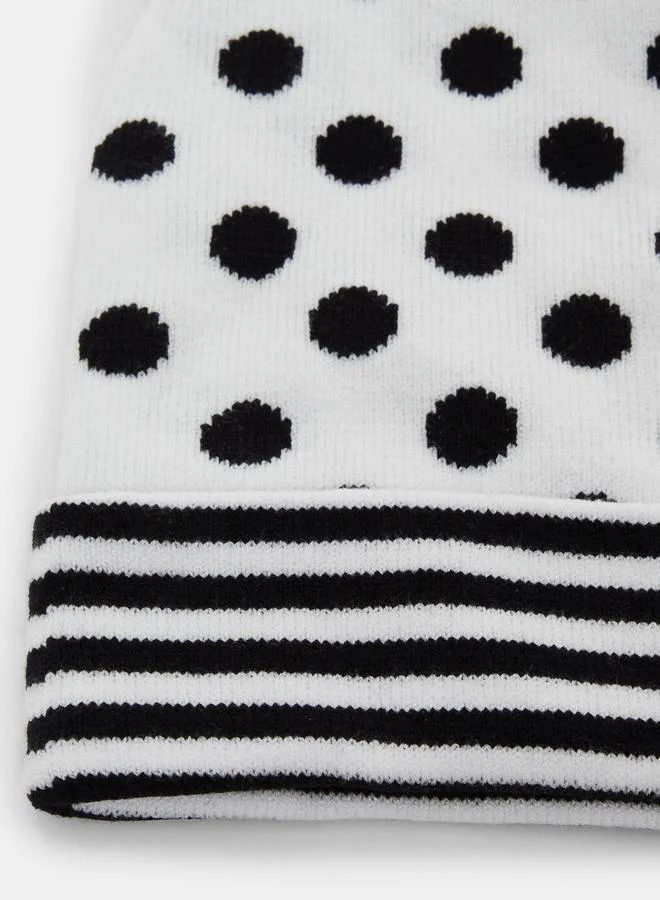 Styli  Styli Polka Dot Pattern Beanie for Women | Best Price UAE