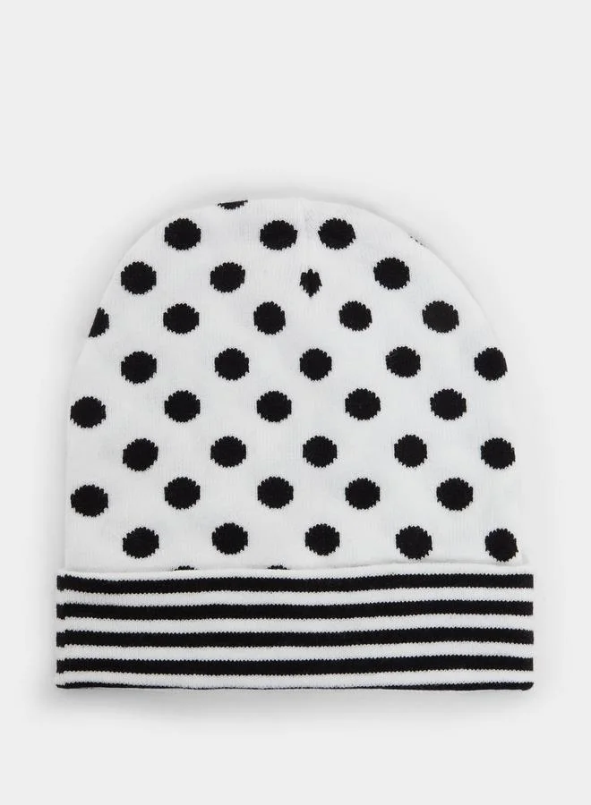 Styli  Styli Polka Dot Pattern Beanie for Women | Best Price UAE