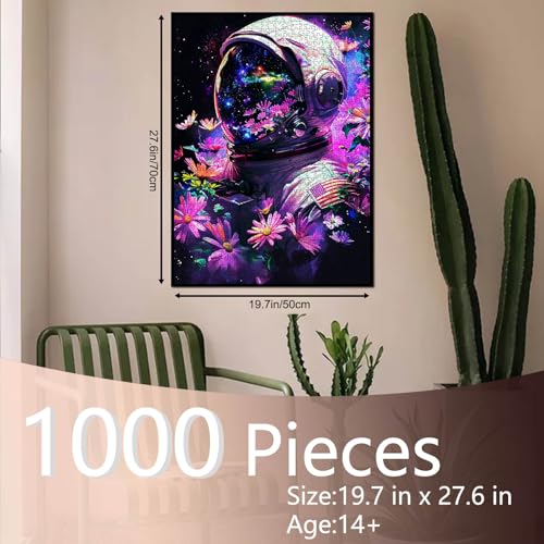 Aihonmin American Astronaut NASA Jigsaw Puzzles for Adults 1000 PiecesPurple Spaceman Jigsaw Puzzle Art 20 x 27 Inches Colorful DIY Puzzles for Home Decoration Family Puzzle Perfect for Game Nights - Image 5