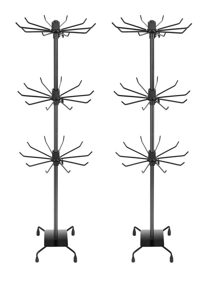 bahforam 3 Tier Spinner Display Rack Retail Display Stand Metal Rotating Display Rack for Jewelry Keyring Socking HatsToys，Movable Shop Spinner，Adjustable height， Black,Pack of 2 - Image 1