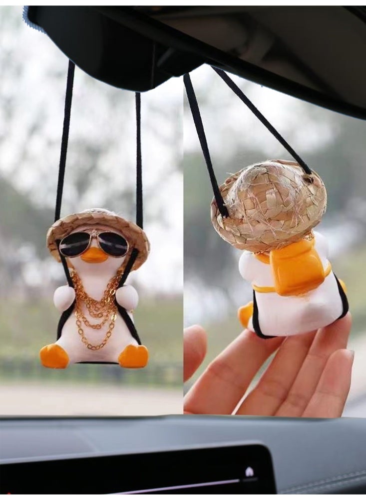Miamia 1pc Duck Design Car Hanging Ornament  Cute Car Decoration Cool Car Accessories - Image 1