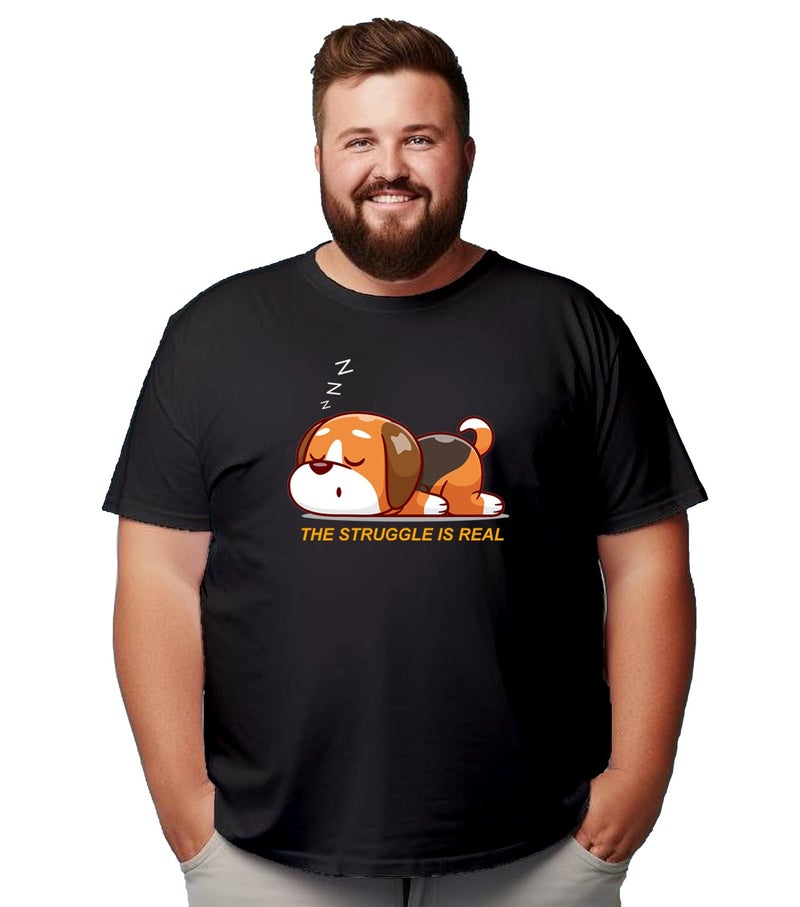 INDISSH Size Printed T-Shirt 100% Cotton Half Sleeve Unisex - RNM-STRU-BLK-M - Image 1