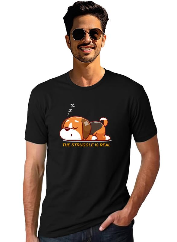 INDISSH Size Printed T-Shirt 100% Cotton Half Sleeve Unisex - RNM-STRU-BLK-M - Image 2