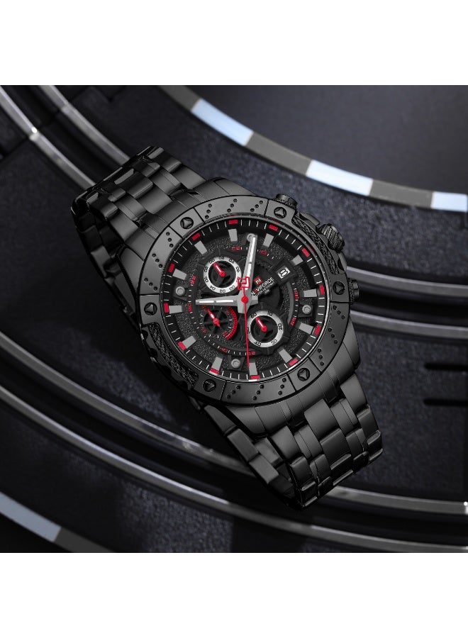 نافيفورس ساعة نافيفورس NF9227 B/R/B بتصميم ميكانيكي مجوف، ساعة يد رجالية عصرية مقاومة للماء ومضيئة، هدية مثالية - Image 4