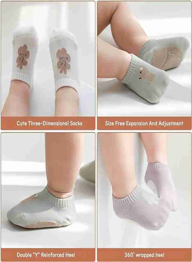 iMissiu Toddler Baby Non Slip Socks, 5 Pairs Anti Slip Cozy Kids Socks With Non Skid Grips for 1-3 years old Toddler Little Kids - Image 4