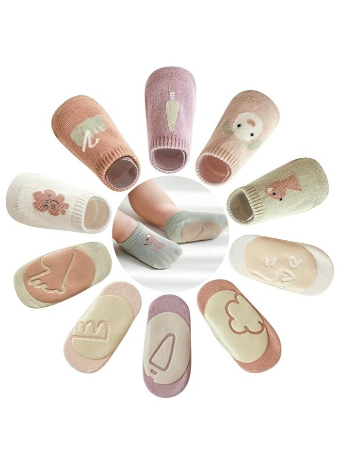 iMissiu Toddler Baby Non Slip Socks, 5 Pairs Anti Slip Cozy Kids Socks With Non Skid Grips for 1-3 years old Toddler Little Kids - Image 1