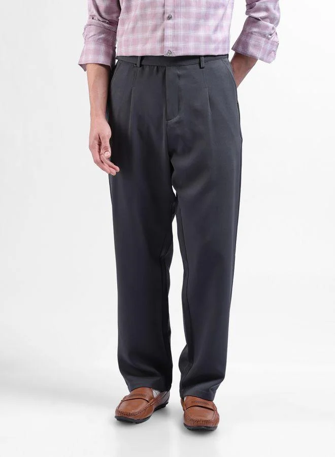 The Indian Garage Co Men Loose Fit Solid Cross Pocket Mid-Rise Trousers