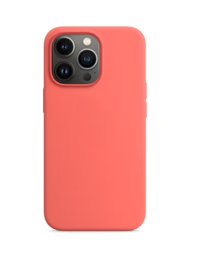 ارواق جراب سيليكون مغناطيسي لهاتف iPhone، جراب سيليكون متين مع Magsafe، جراب حماية ناعم ومريح لهاتف iPhone 15 Pro، (لون Pomelo الوردي)