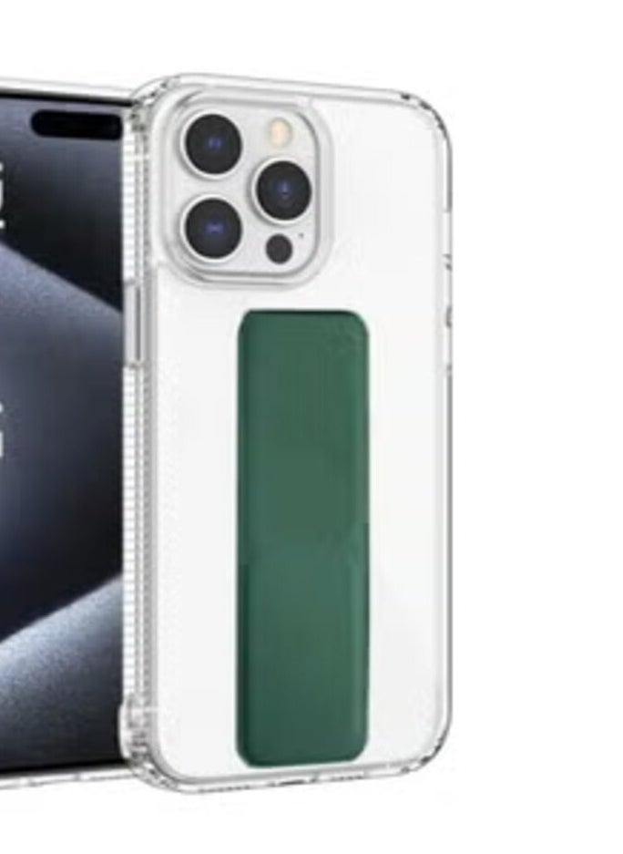Generic - iPhone 14 Pro Protective Case with Built-in Magnetic Grip Clear/Green - Image 1