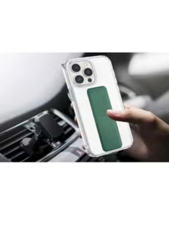 Generic - iPhone 14 Pro Protective Case with Built-in Magnetic Grip Clear/Green - Image 1