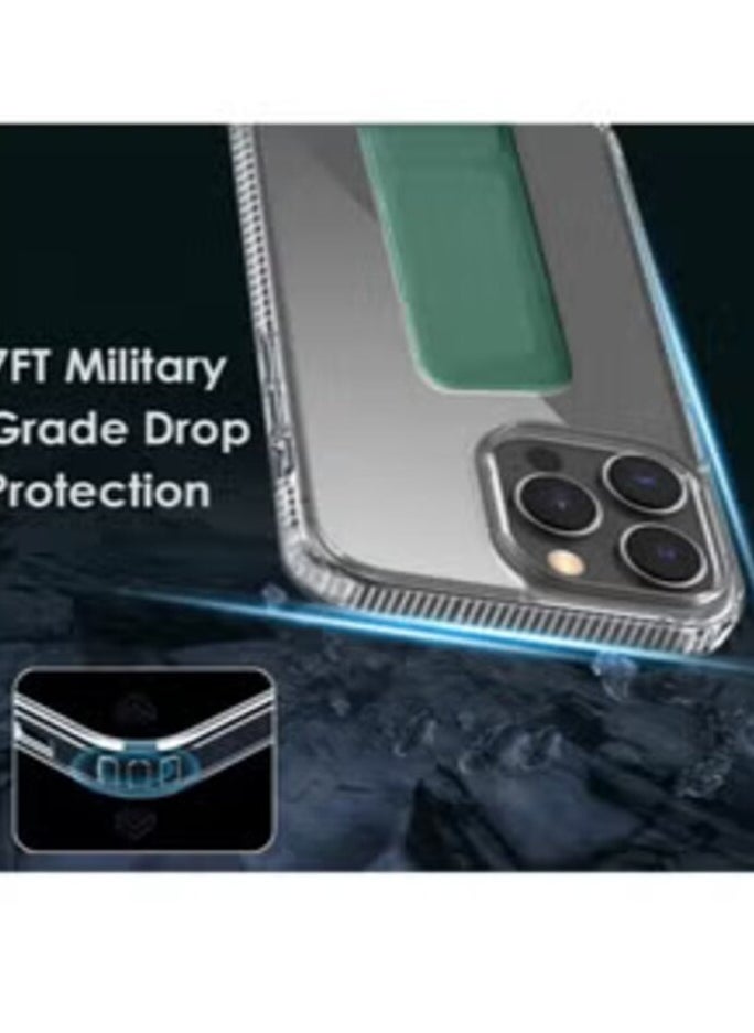 Generic - iPhone 14 Pro Protective Case with Built-in Magnetic Grip Clear/Green - Image 1