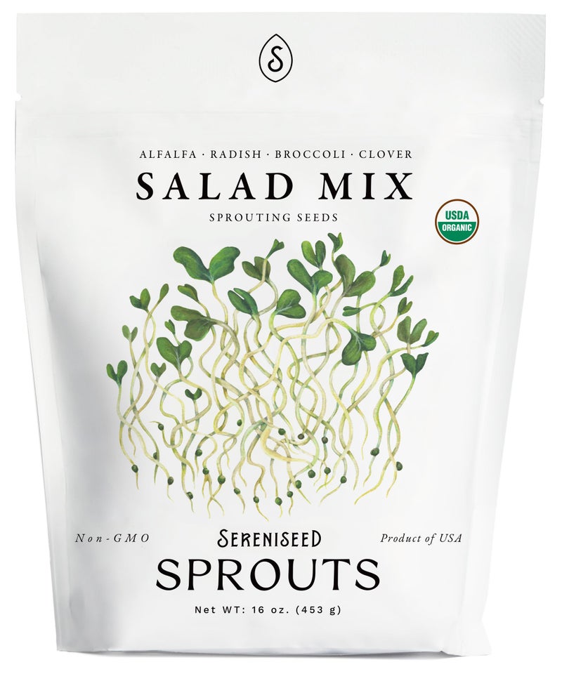 Sereniseed Organic Salad Mix Sprout Seeds (16 oz) – Non-GMO, Heirloom Seeds for Sprouting and Microgreens - Alfalfa, Radish, Broccoli, and Clover - Image 5